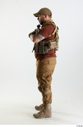 Whole Body Weapons-Rifle Man Pose with machine rifle White Army Athletic Bearded Studio photo references